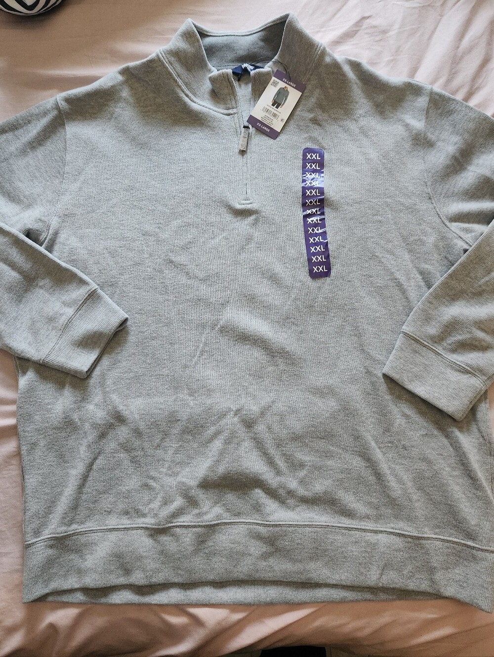 Lands' End Men's Light Gray Zip-Neck Sweater (New With Tags)